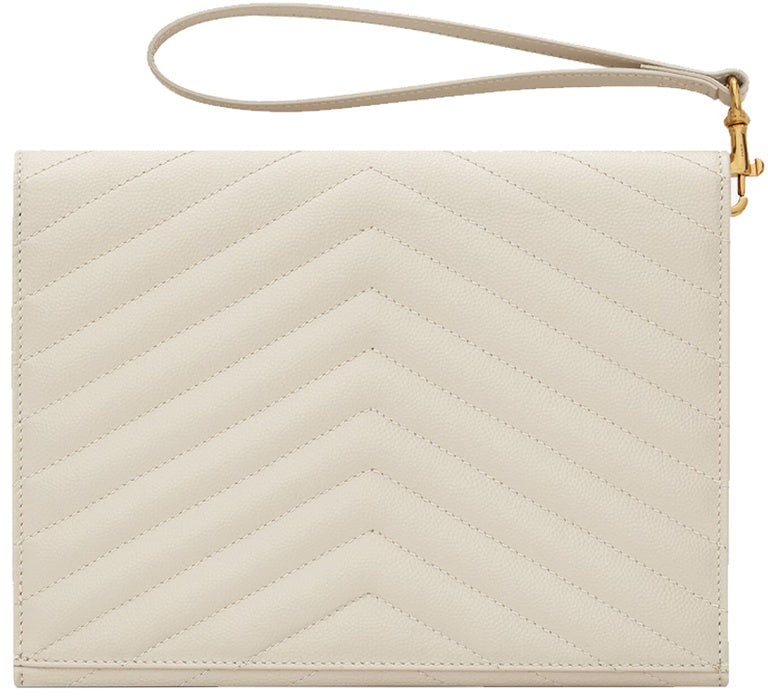 Saint Laurent Cassandre Matelassé Pouch Wit