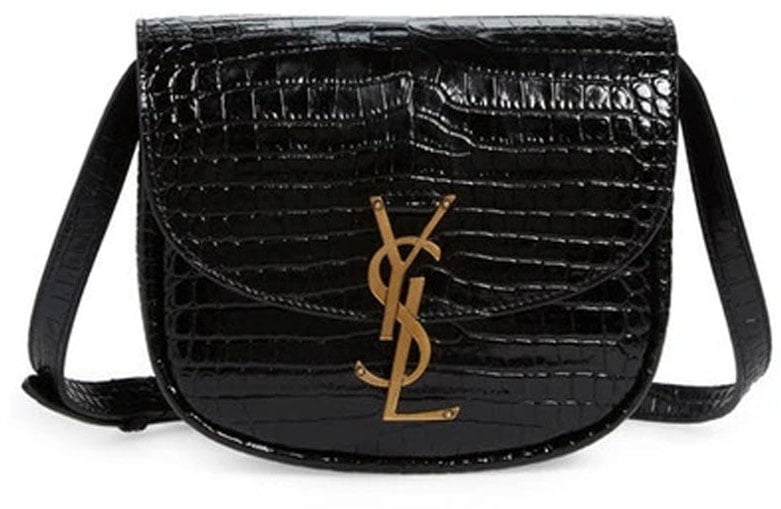 Saint Laurent Saint Laurent Kaia Croco Shoulder Bag Zwart