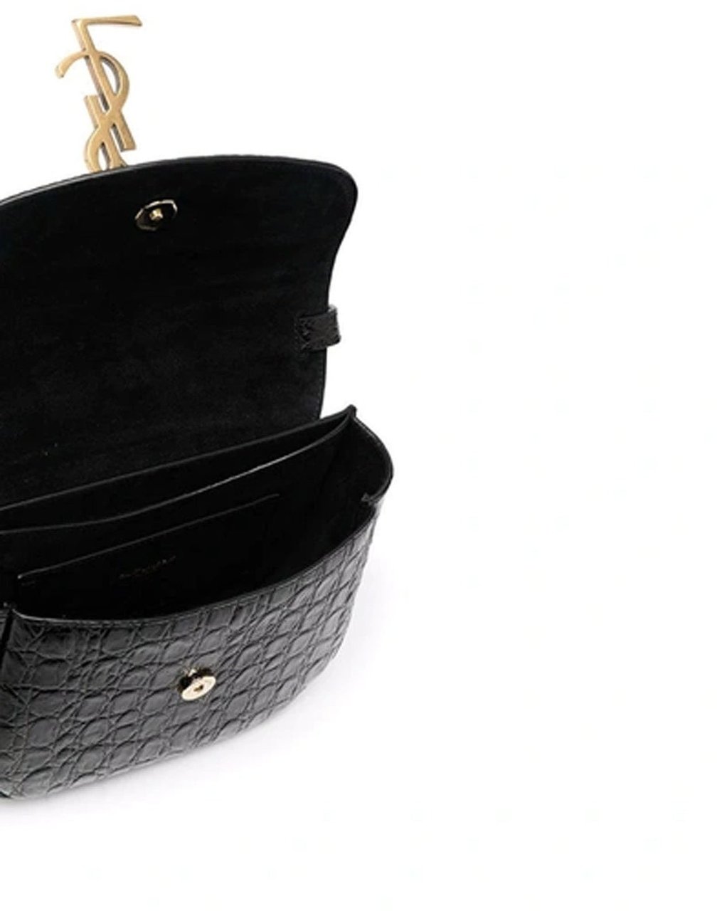 Saint Laurent Saint Laurent Kaia Croco Shoulder Bag Zwart