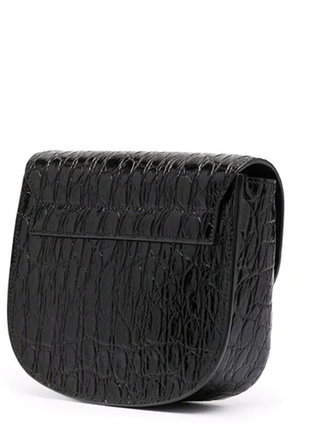Saint Laurent Kaia Croco Shoulder Bag Zwart