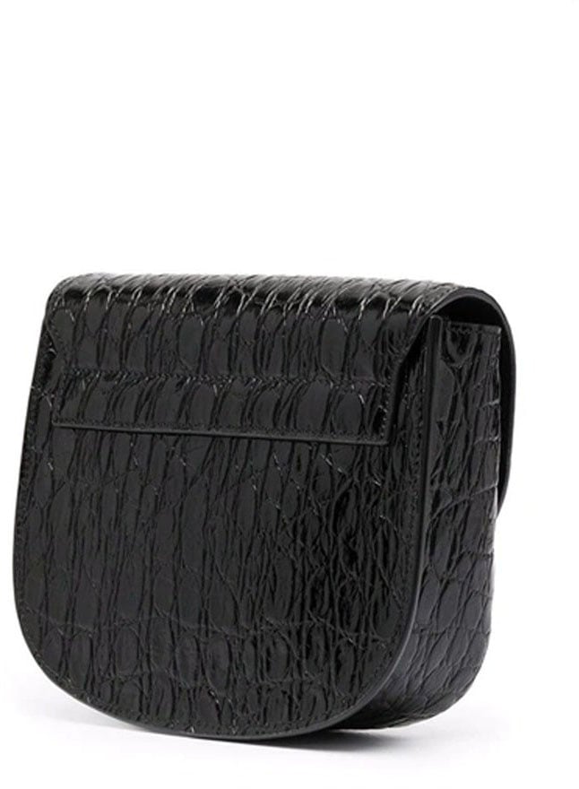 Saint Laurent Saint Laurent Kaia Croco Shoulder Bag Zwart