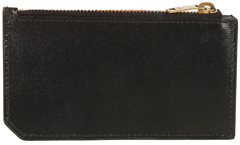 Saint Laurent Calfskin Wallet With Zip Closure Zwart