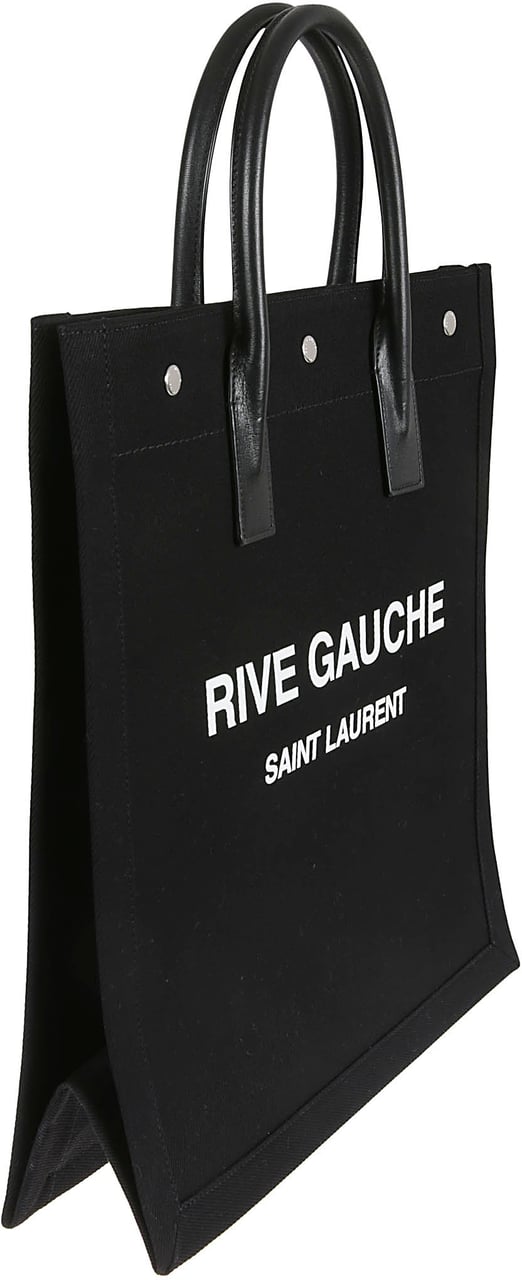 Saint Laurent Structured Black Canvas Tote Zwart