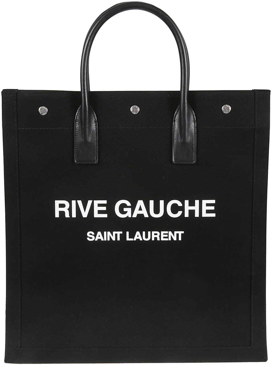 Saint Laurent Structured Black Canvas Tote Zwart