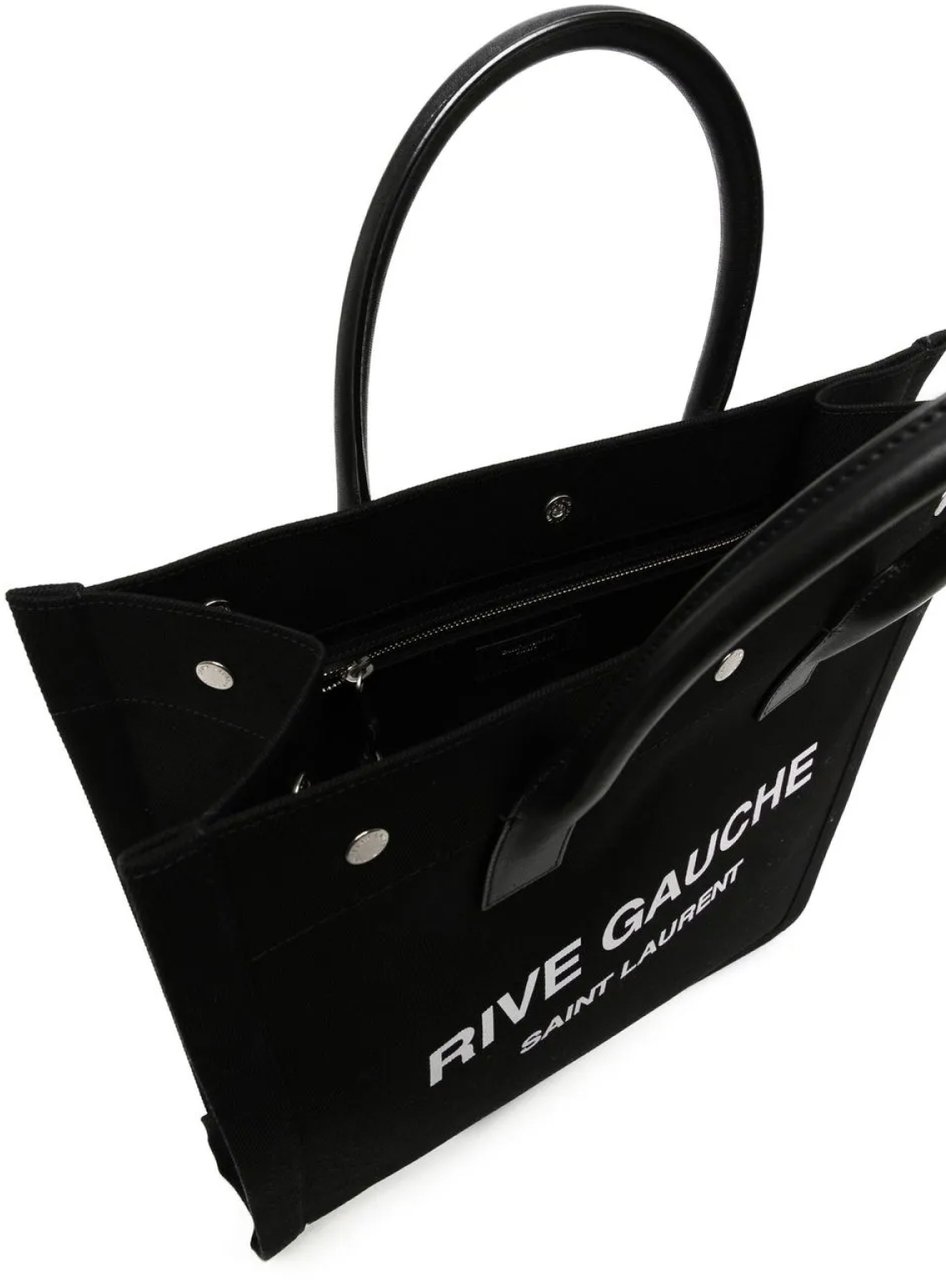 Saint Laurent Rive Gauche Logo Tote Bag Zwart