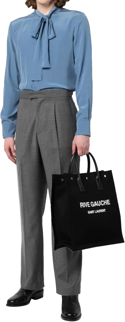 Saint Laurent Rive Gauche Logo Tote Bag Zwart