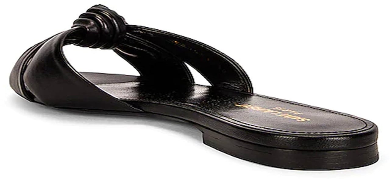 Saint Laurent Saint Laurent Leather Slides Zwart