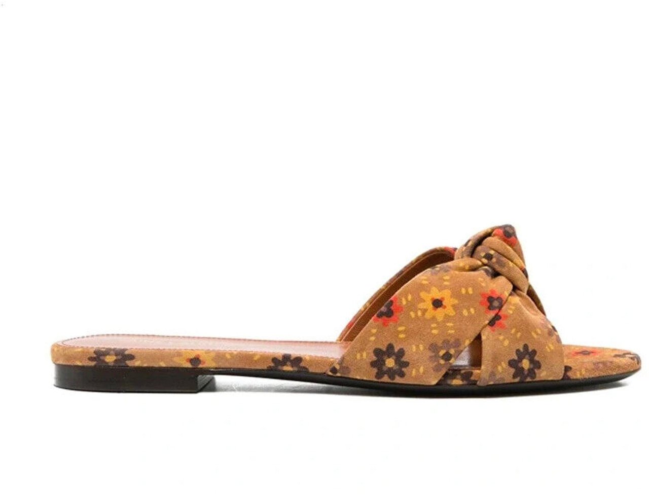 Saint Laurent Saint Laurent Bianca Knotted Suede Slides Bruin