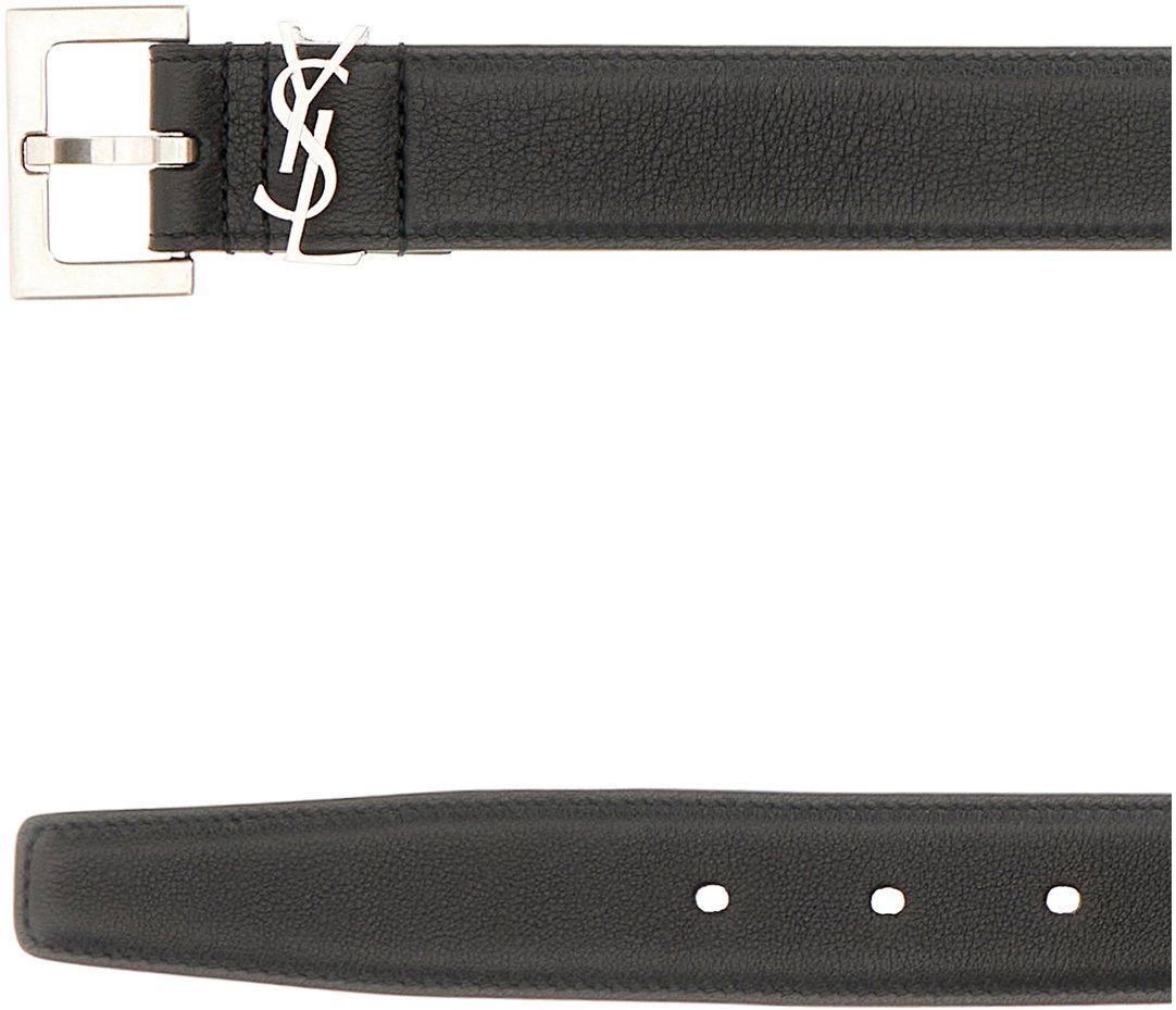 Saint Laurent Saint Laurent Black leather belt Zwart