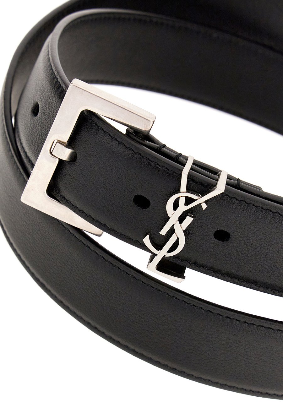 Saint Laurent Saint Laurent Black leather belt Zwart