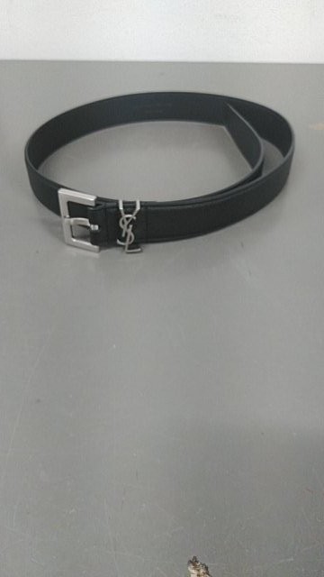 Saint Laurent Square Buckle Calfskin Belt Zwart