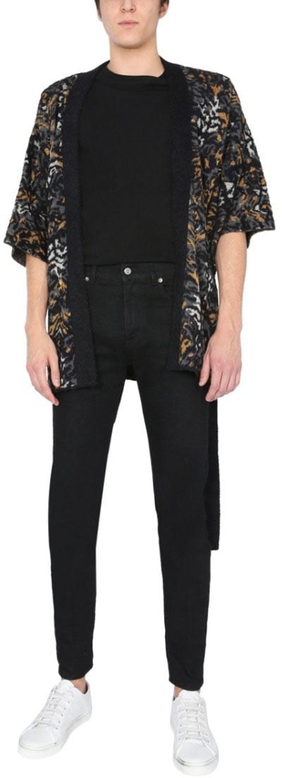 Saint Laurent Jacquard Knit Kimono Zwart