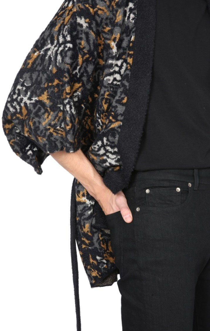 Saint Laurent Jacquard Knit Kimono Zwart