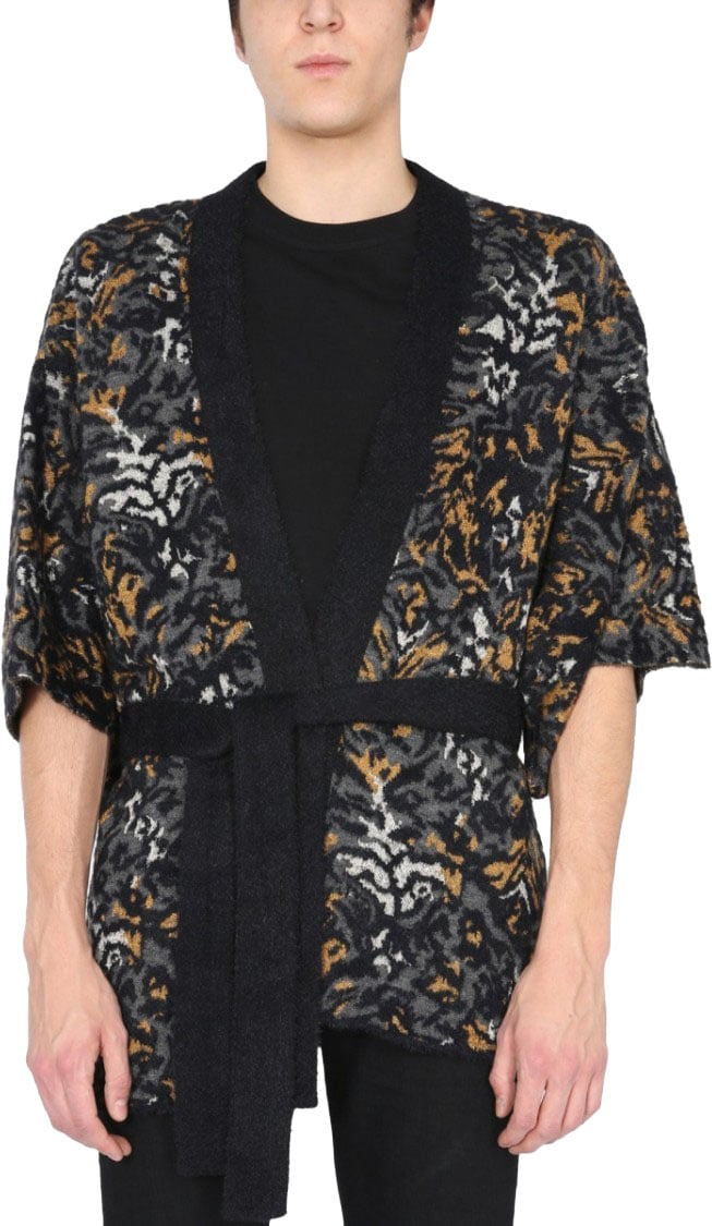 Saint Laurent Jacquard Knit Kimono Zwart