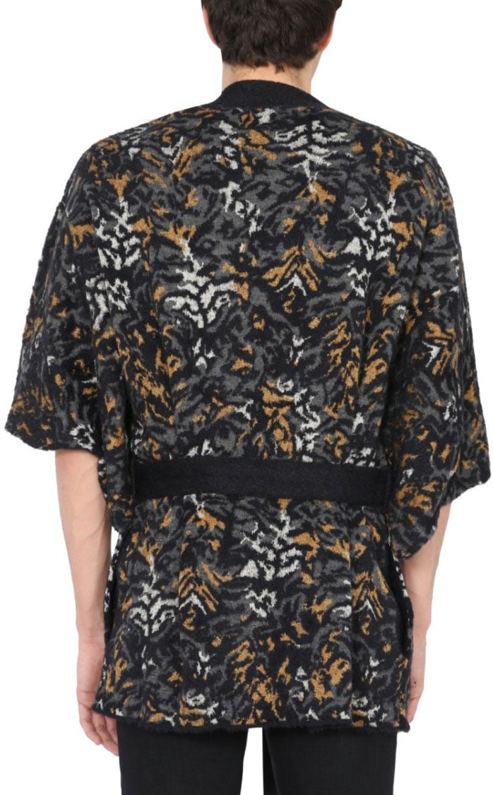 Saint Laurent Jacquard Knit Kimono Zwart