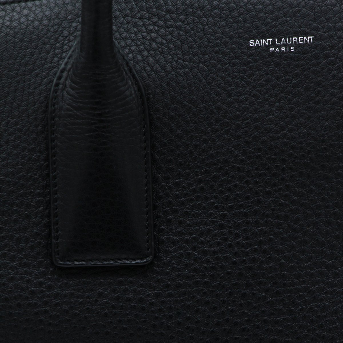 Saint Laurent Black Leather Top Handle Bag With Logo Zwart