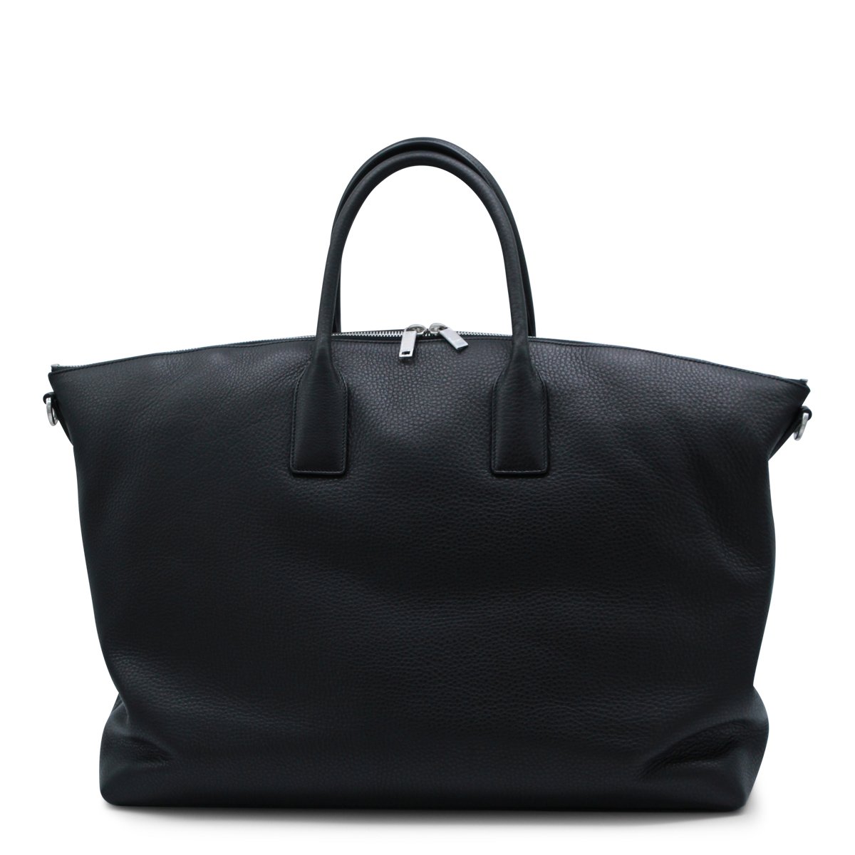Saint Laurent Black Leather Top Handle Bag With Logo Zwart