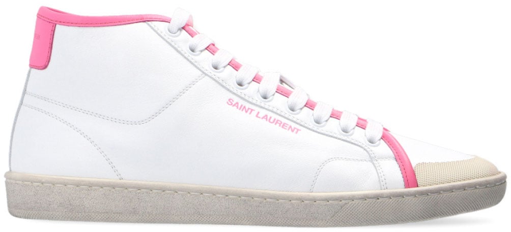 Saint Laurent Sl/39 Logo Mid-top Sneakers Wit