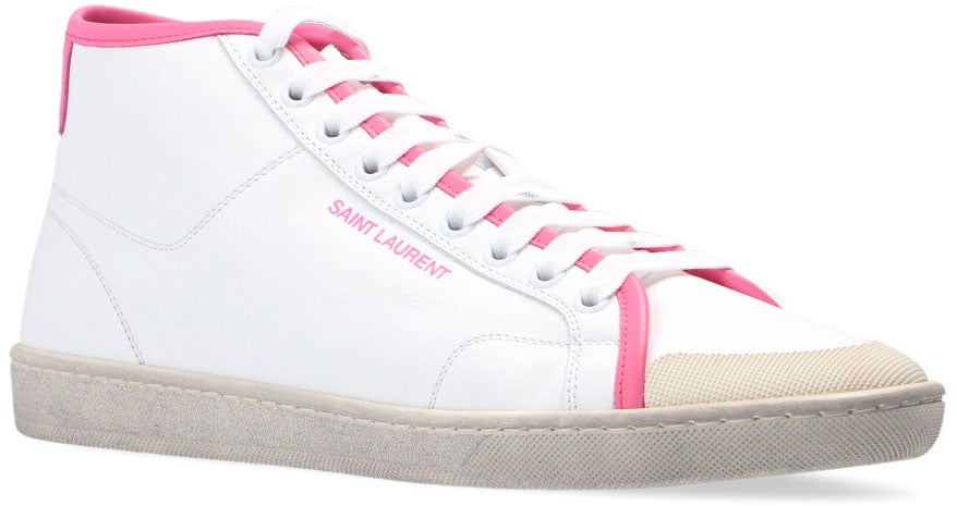 Saint Laurent Sl/39 Logo Mid-top Sneakers Wit