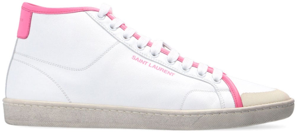 Saint Laurent Sl/39 Logo Mid-top Sneakers Wit