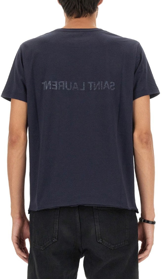 Saint Laurent Inverted Logo T-Shirt Zwart