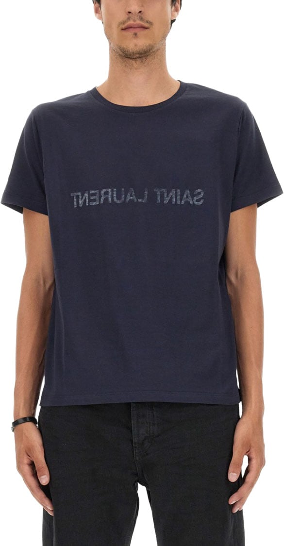 Saint Laurent Inverted Logo T-Shirt Zwart