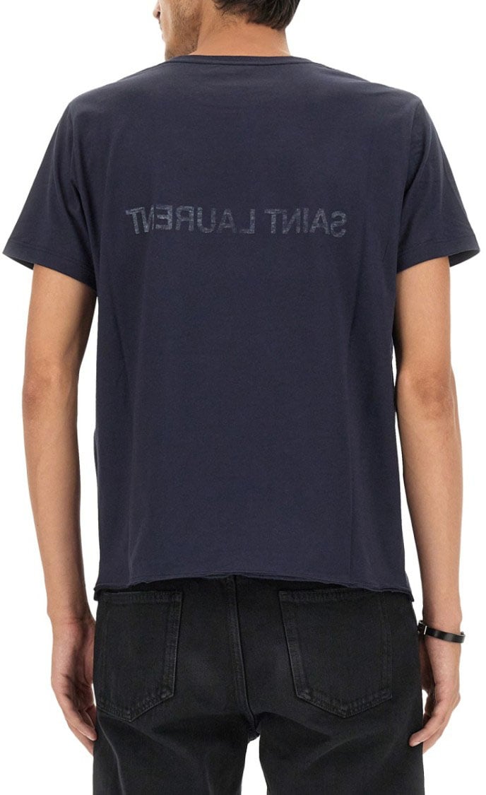 Saint Laurent Inverted Logo T-Shirt Zwart