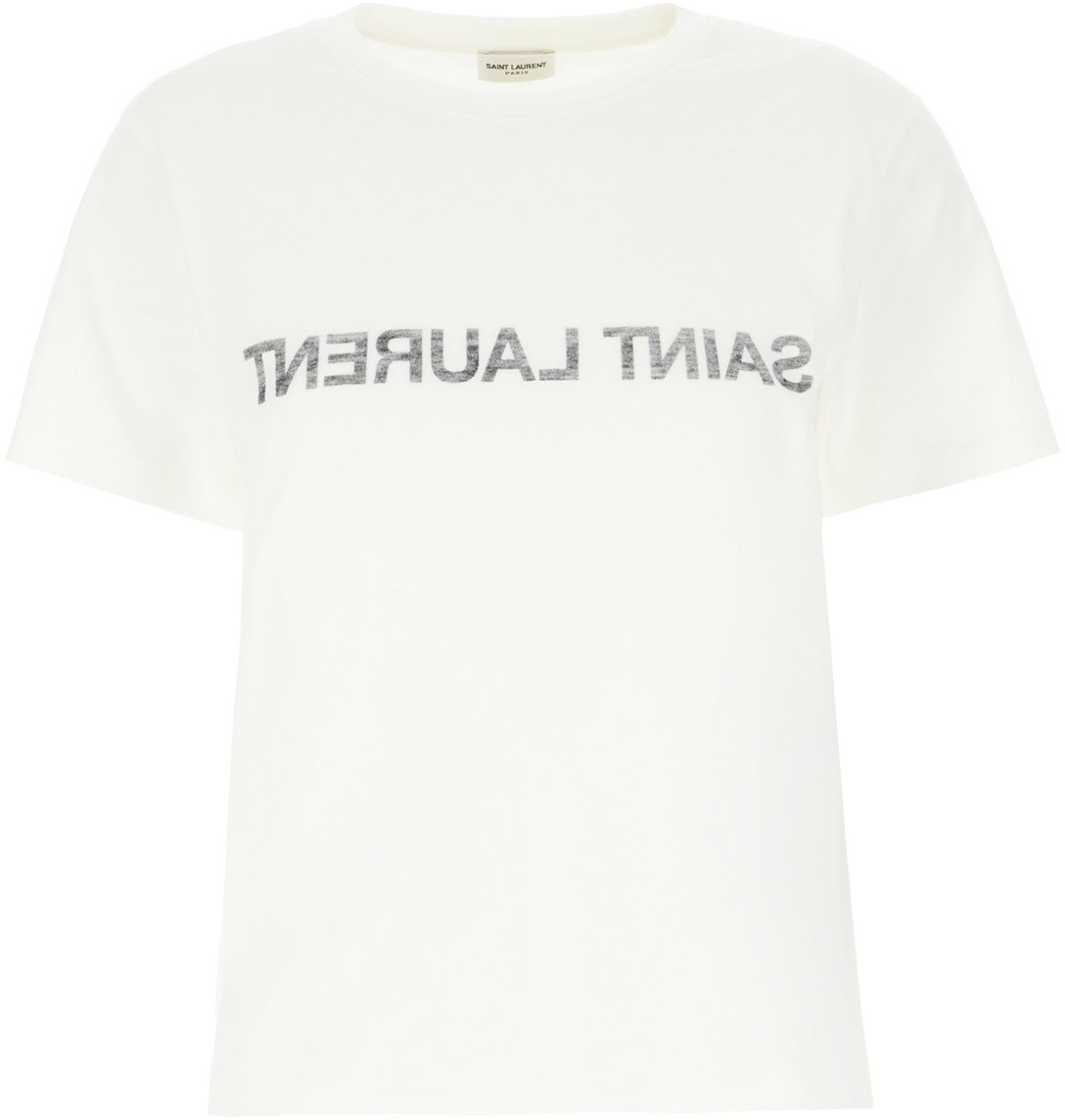 Saint Laurent Ivory cotton t-shirt Neutraal