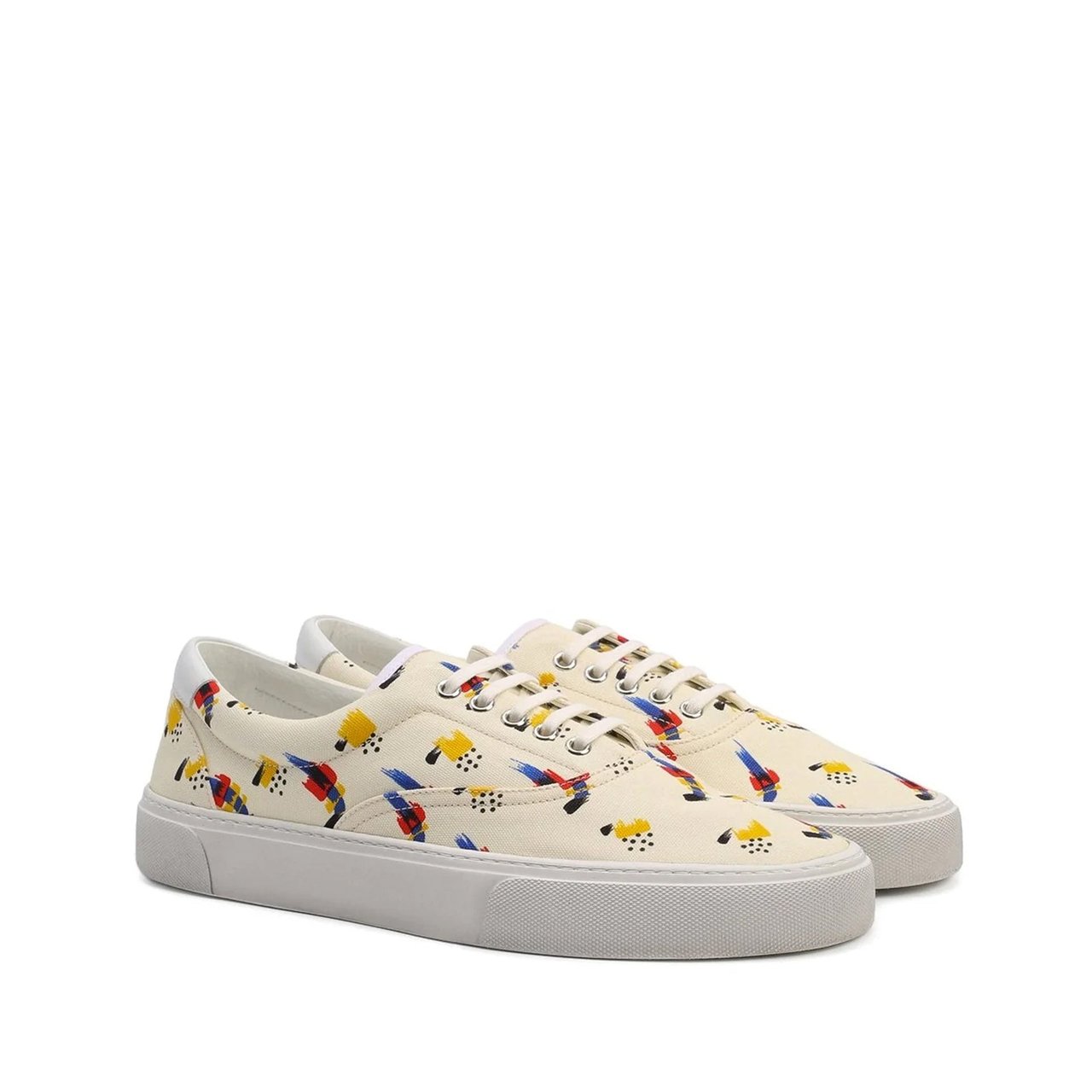 Saint Laurent Saint Laurent Printed Canvas Sneakers Wit