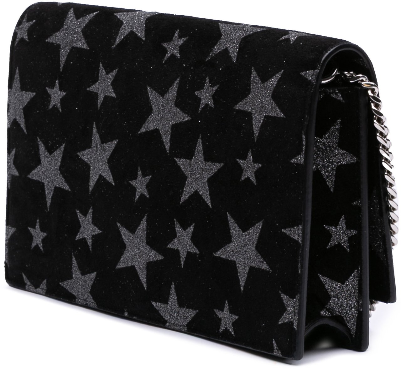 Saint Laurent Suede Monogram Star Kate Tassel Wallet on Chain Zwart