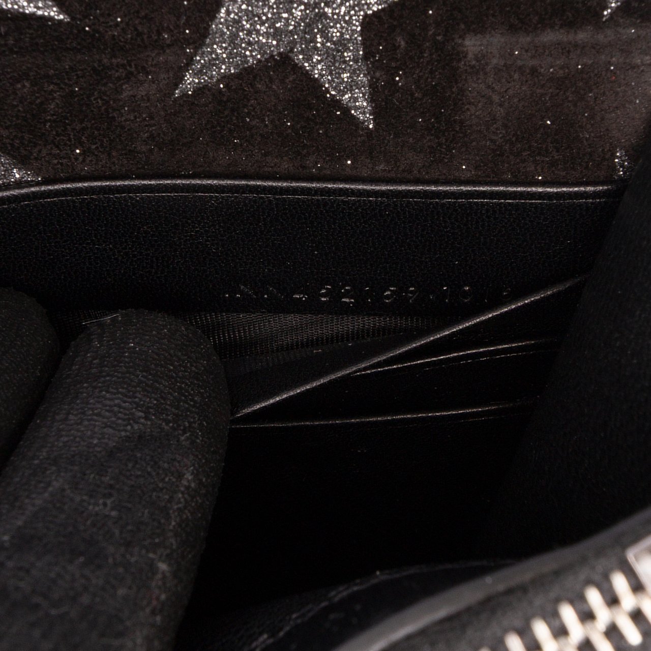 Saint Laurent Suede Monogram Star Kate Tassel Wallet on Chain Zwart