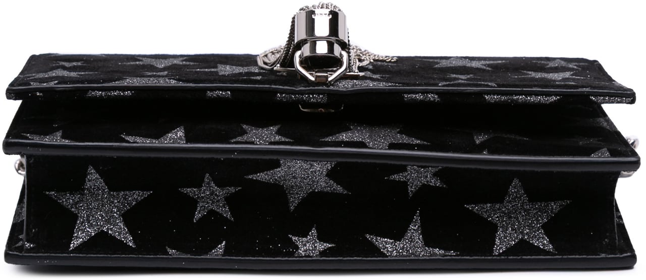Saint Laurent Suede Monogram Star Kate Tassel Wallet on Chain Zwart