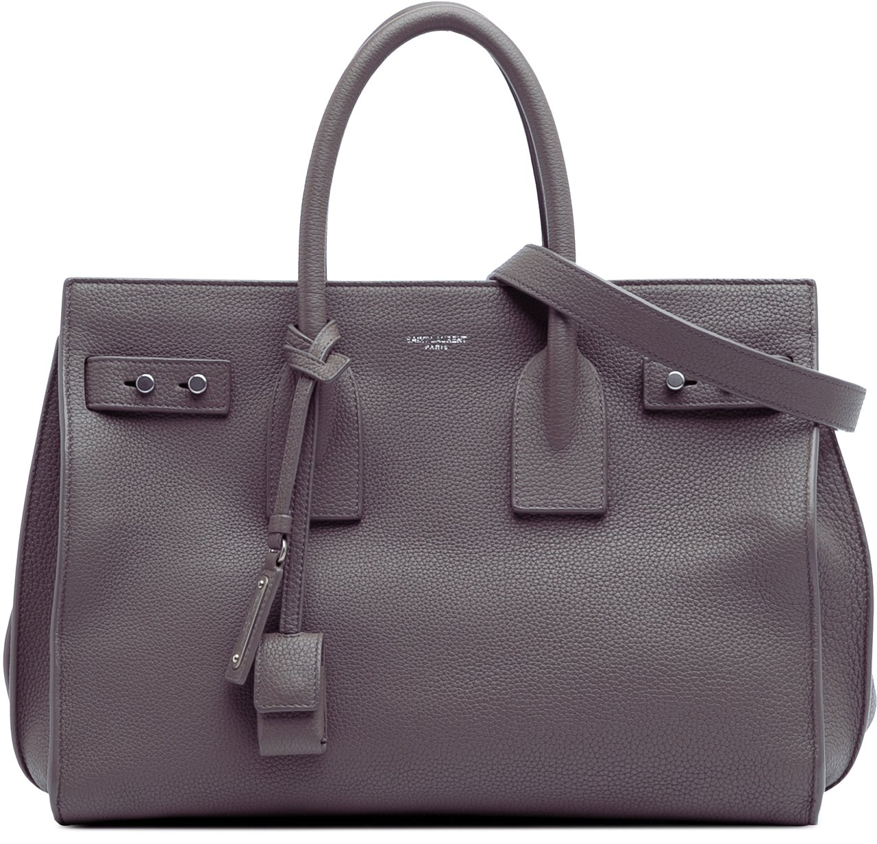 Saint Laurent Small Grained Calfskin Supple Sac De Jour Satchel Grijs