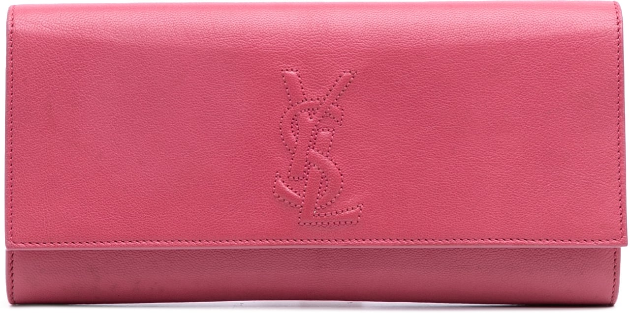 Saint Laurent Small Leather Belle De Jour Clutch Roze