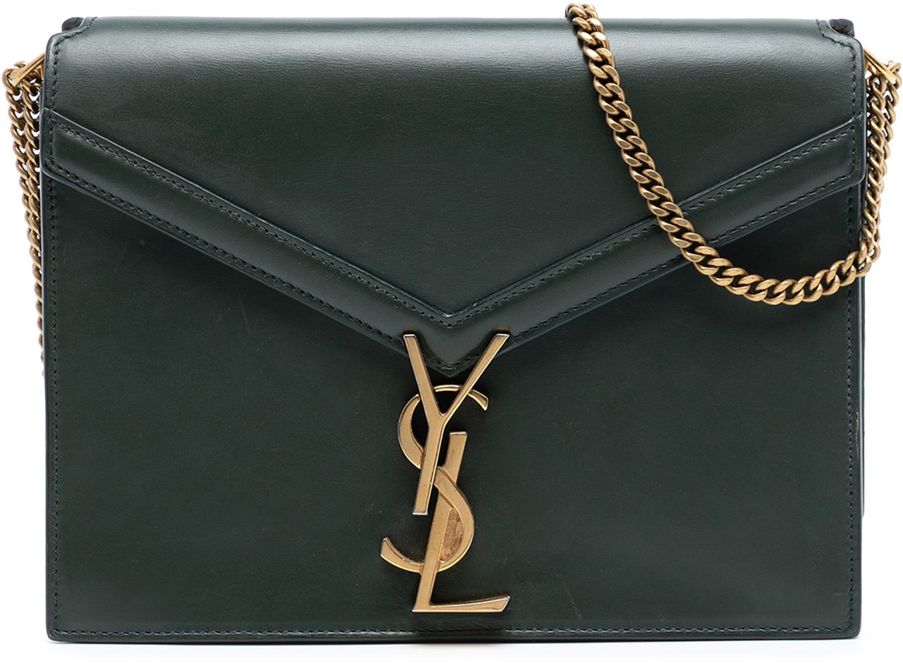 Saint Laurent Smooth Calfskin Monogram Cassandra Clasp Bag Groen