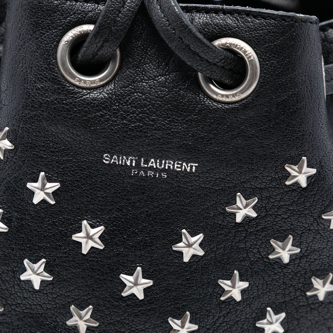 Saint Laurent Small Star Studded Calfskin Emmanuelle Bucket Bag Zwart