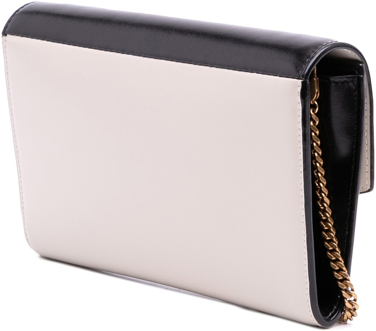 Saint Laurent Bicolor Calfskin Uptown Chain Wallet Zwart