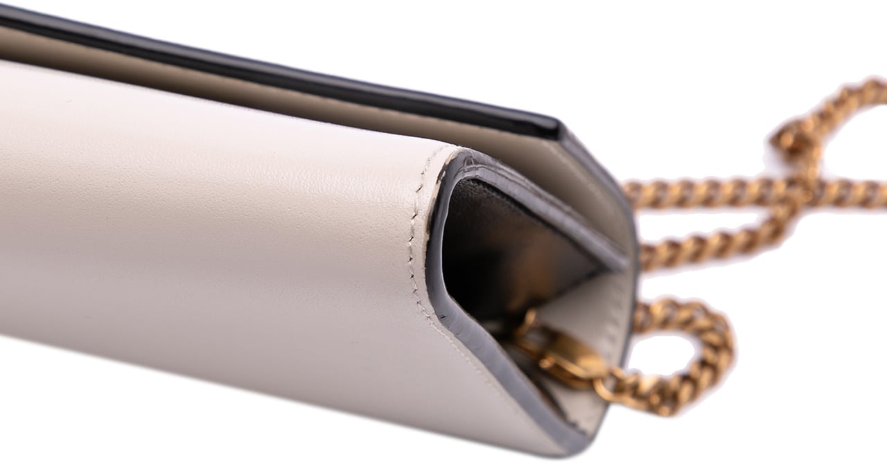 Saint Laurent Bicolor Calfskin Uptown Chain Wallet Zwart