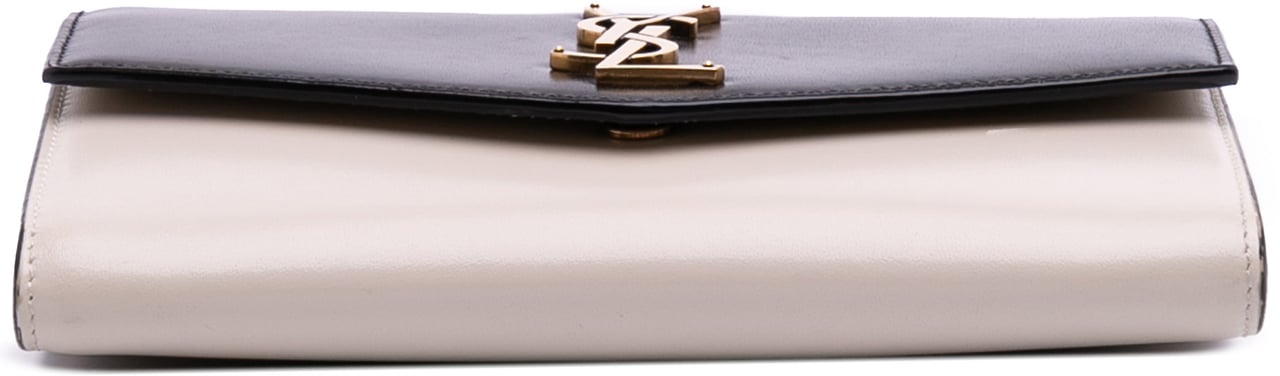 Saint Laurent Bicolor Calfskin Uptown Chain Wallet Zwart