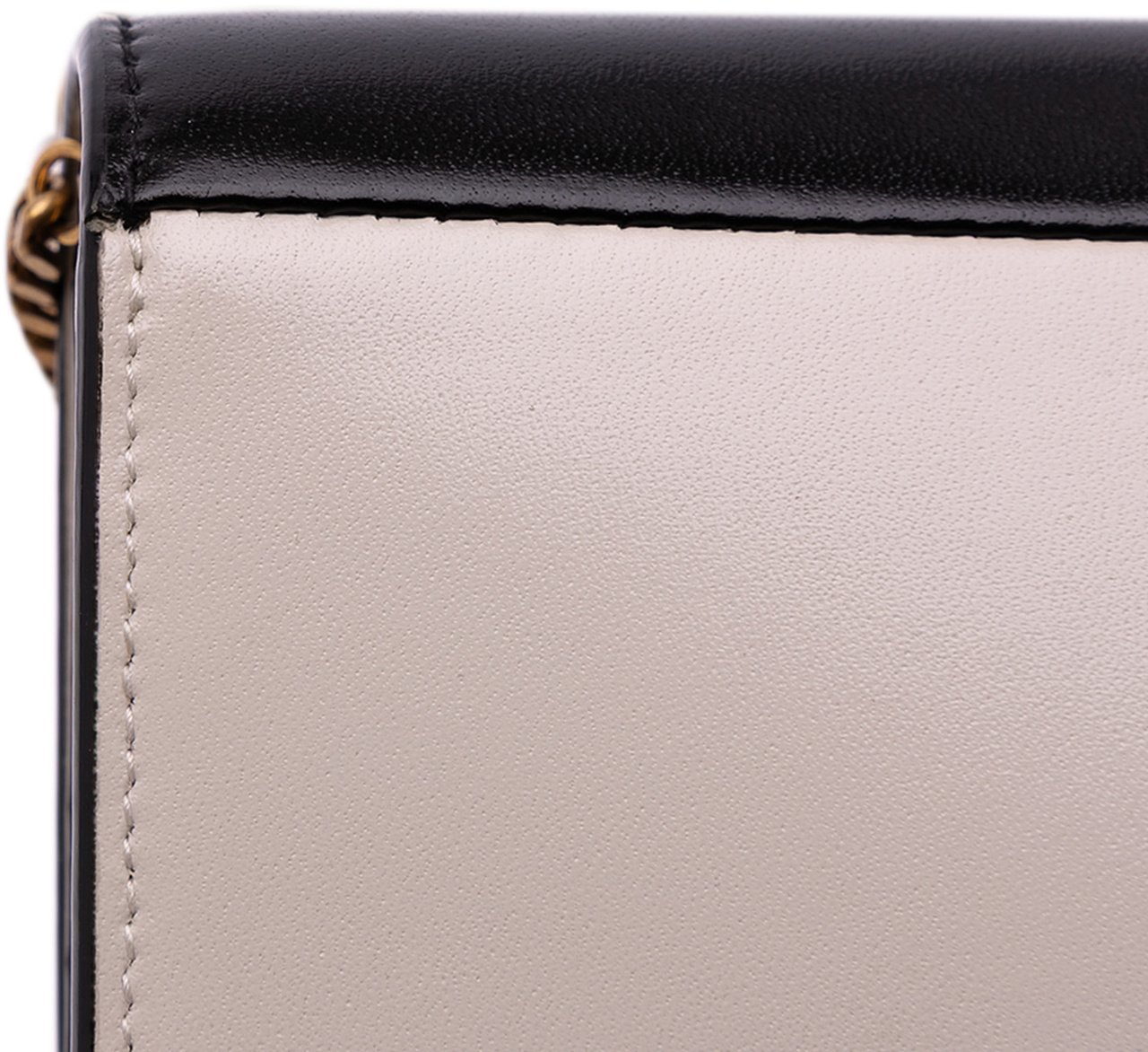 Saint Laurent Bicolor Calfskin Uptown Chain Wallet Zwart