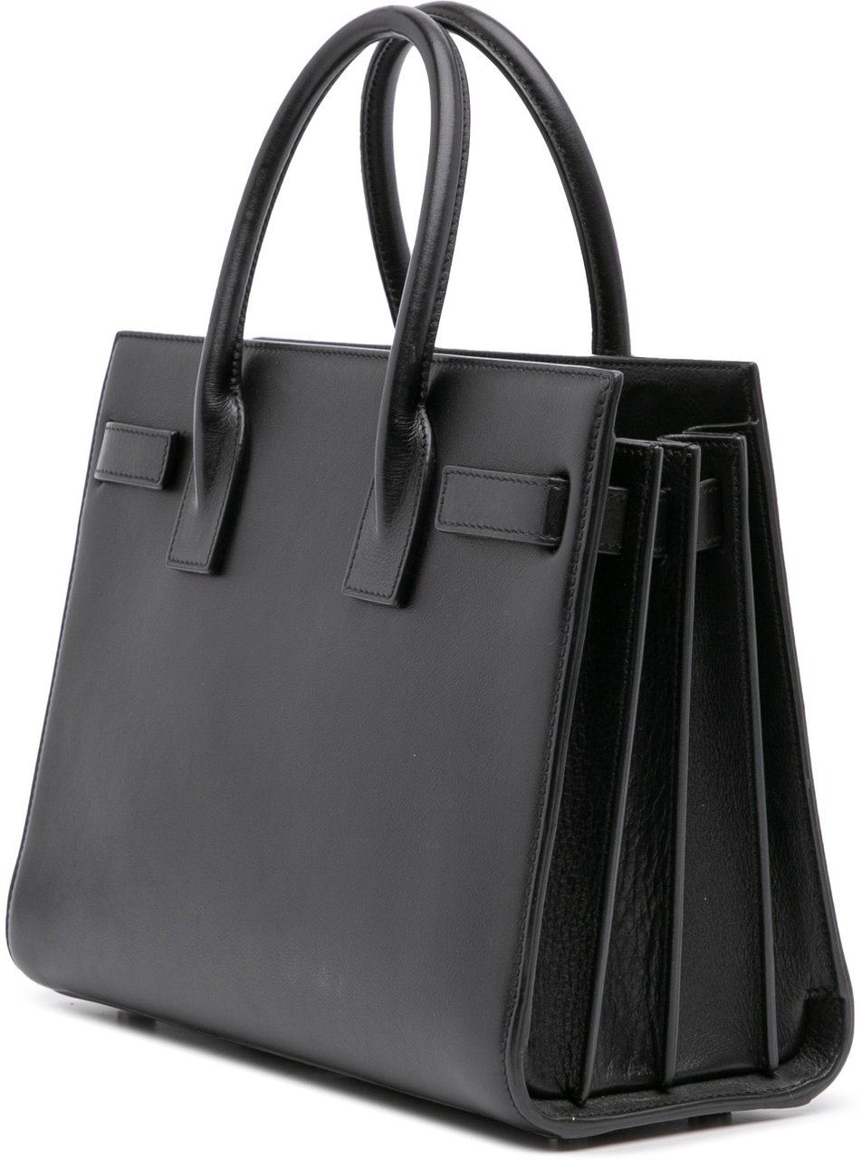 Saint Laurent Baby Leather Patch Embellished Sac De Jour Satchel Zwart