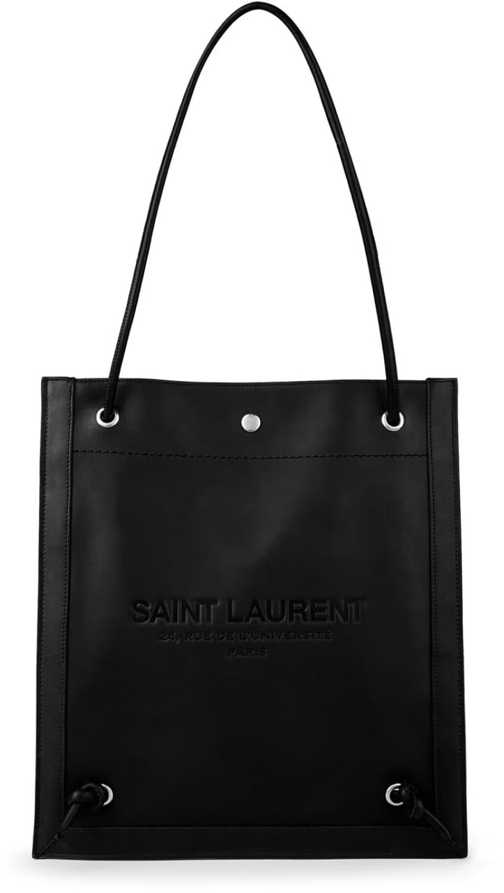 Saint Laurent Universite Logo Flat Crossbody Bag Zwart