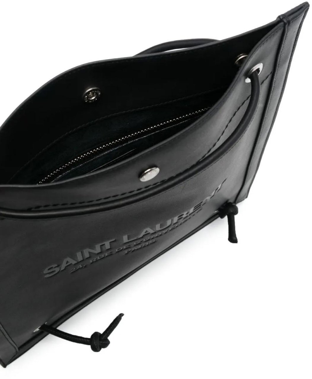 Saint Laurent Universite Logo Flat Crossbody Bag Zwart