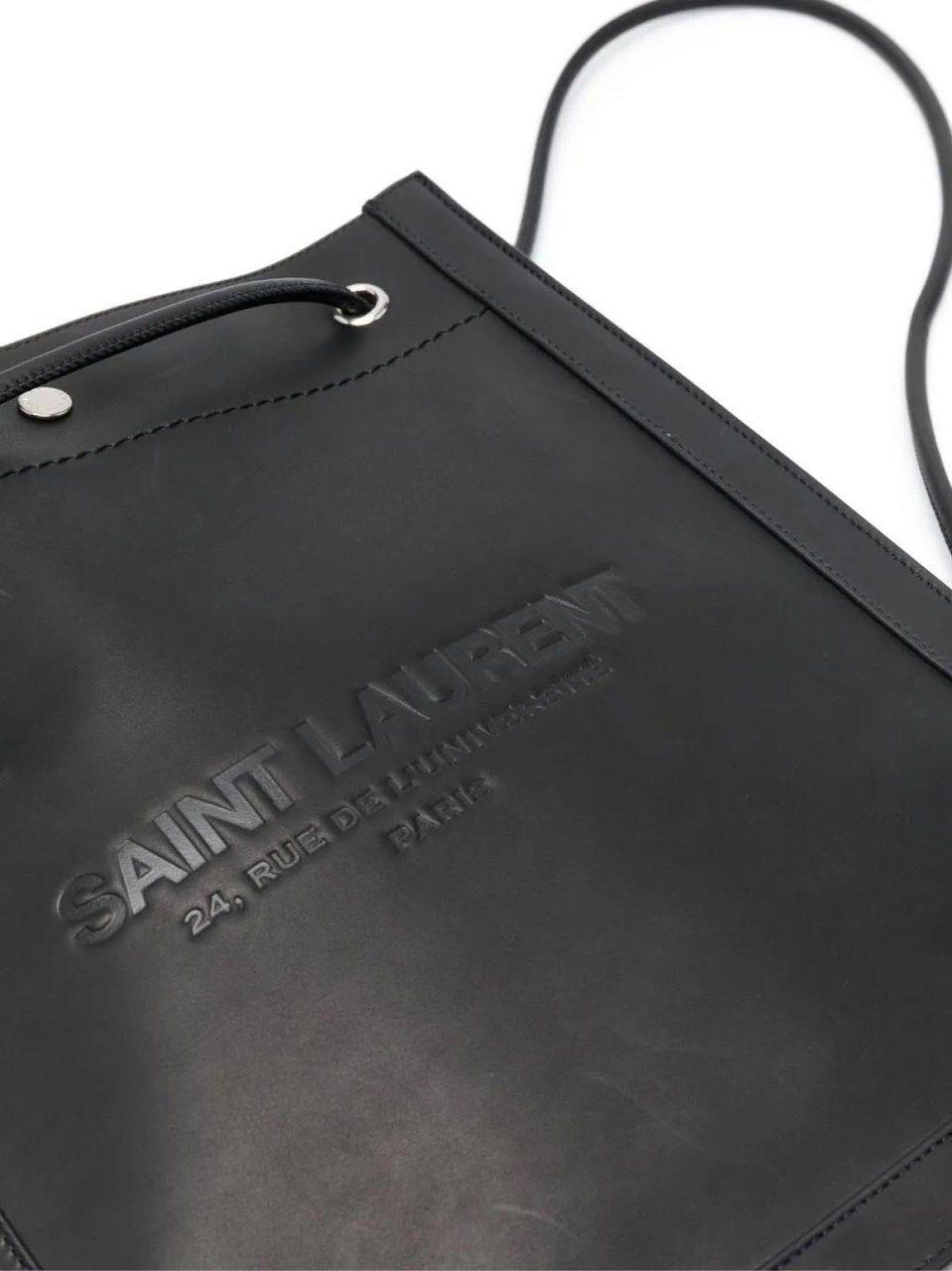 Saint Laurent Universite Logo Flat Crossbody Bag Zwart