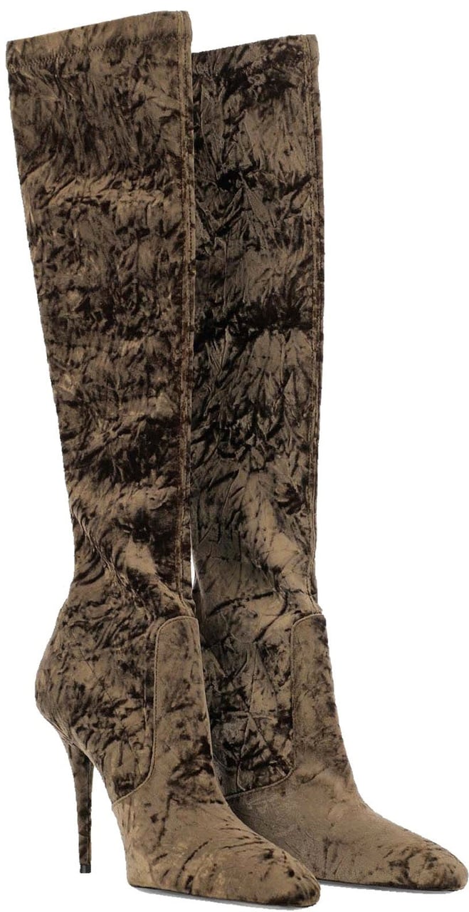 Saint Laurent Saint Laurent Talia Velvet Boots Bruin