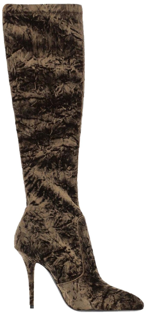 Saint Laurent Saint Laurent Talia Velvet Boots Bruin