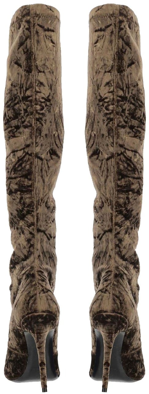 Saint Laurent Saint Laurent Talia Velvet Boots Bruin