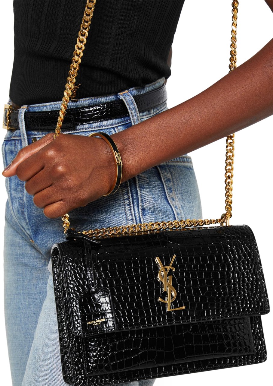 Saint Laurent Opyum Cassandre Logo Bracelet Zwart