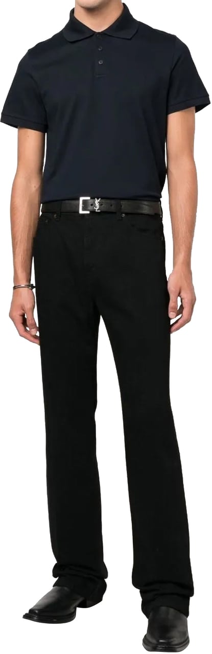 Saint Laurent Cassandre Ysl Logo Polo Shirt Blauw