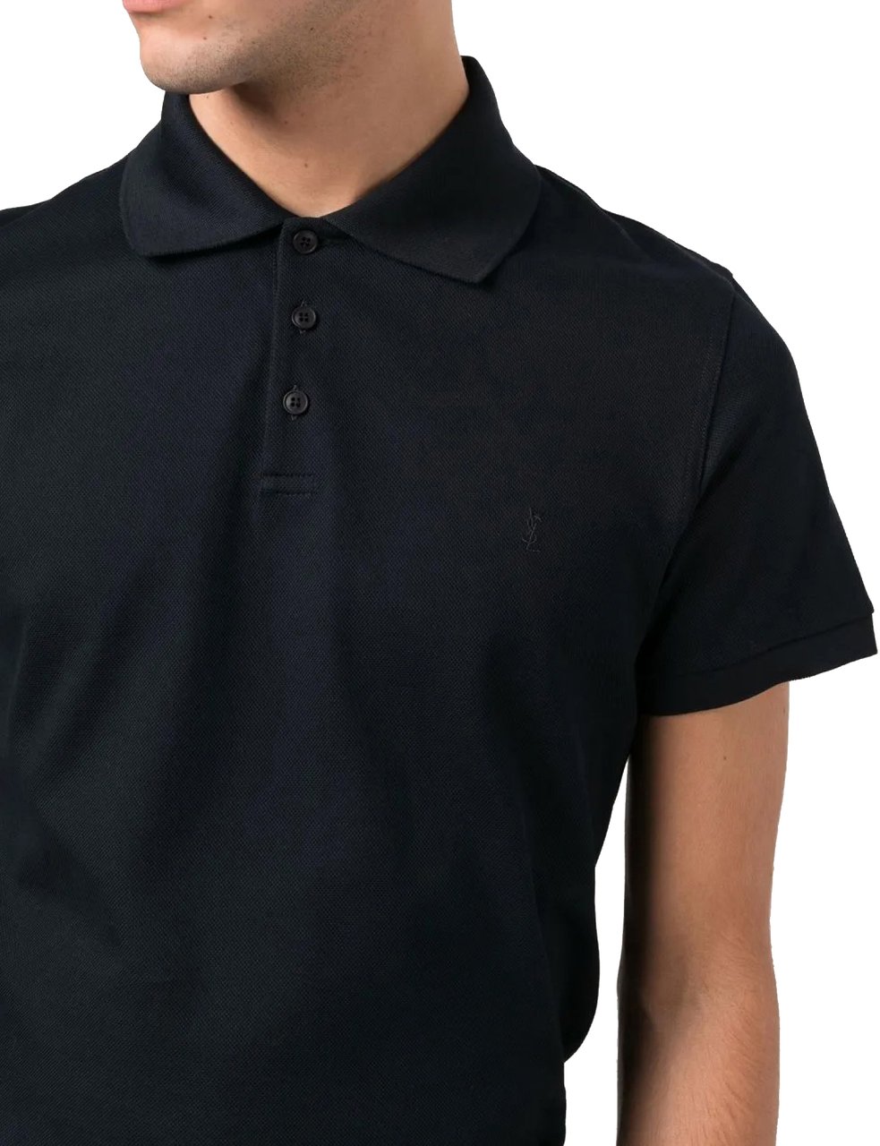 Saint Laurent Cassandre Ysl Logo Polo Shirt Blauw